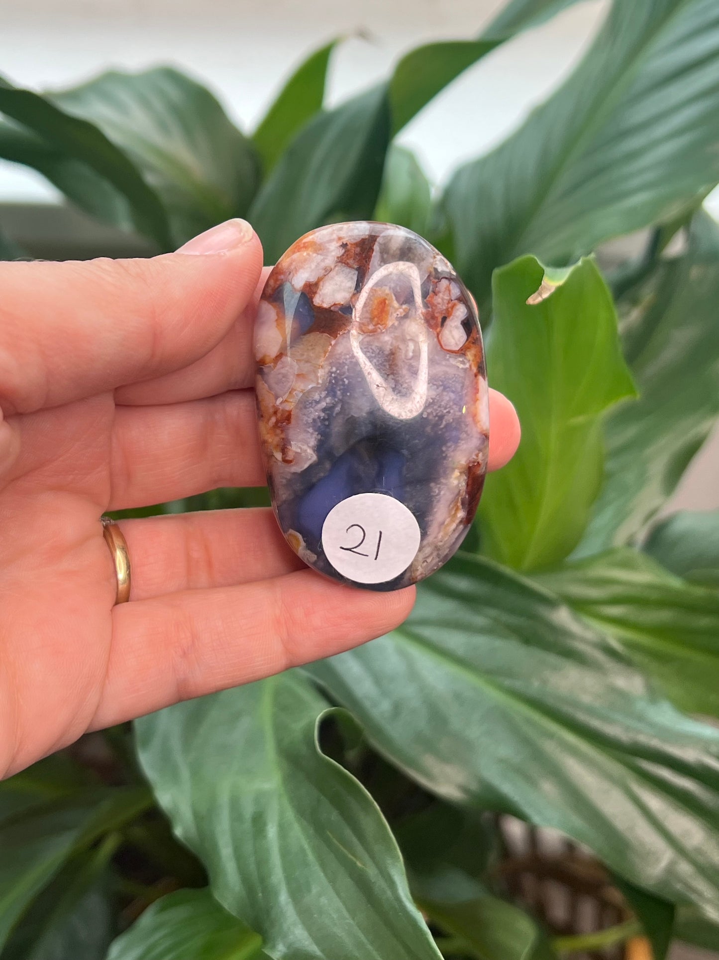 Blue Flower Agate Palmstone