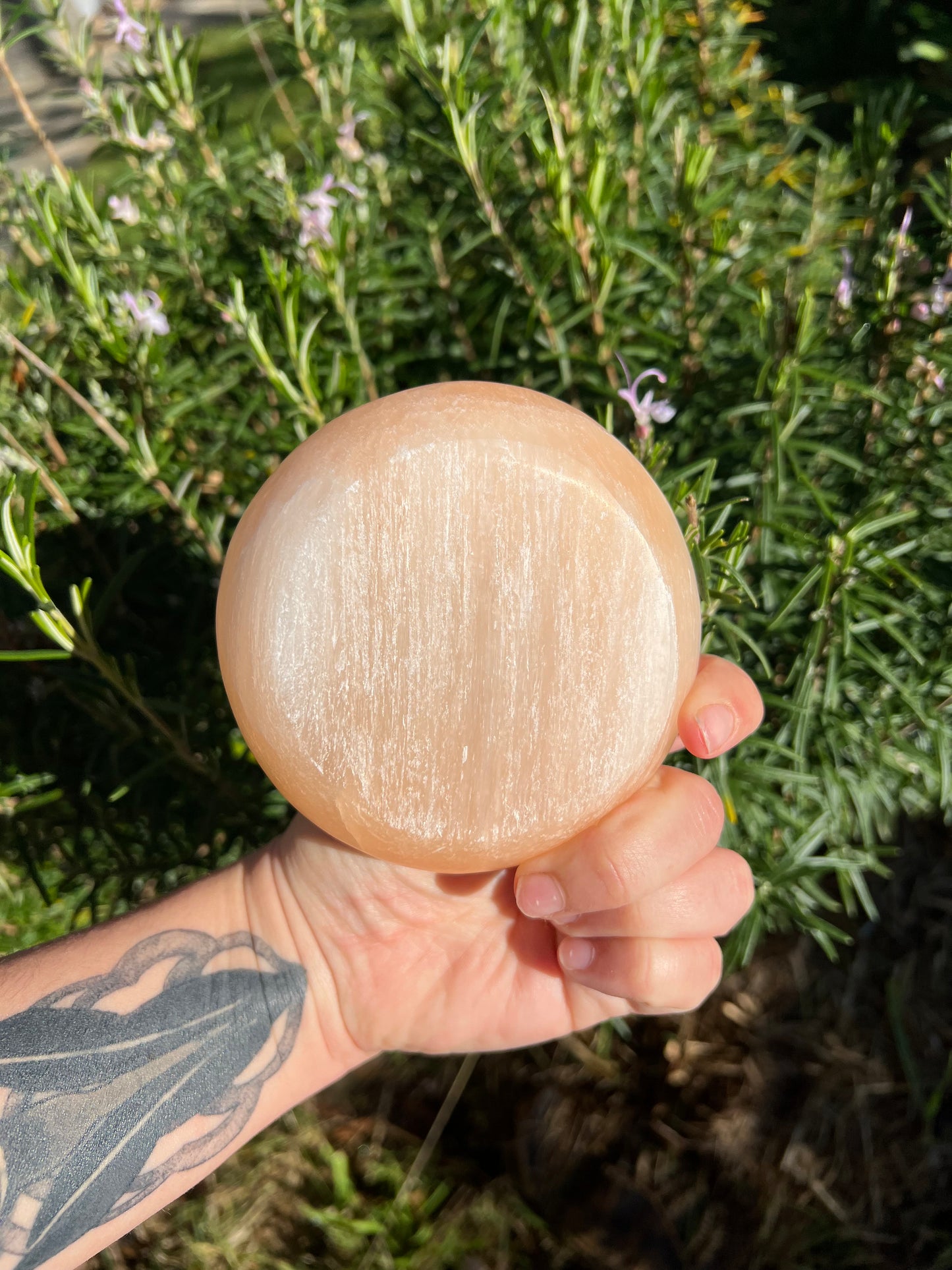 Peach Selenite (Satin Spar) Bowl