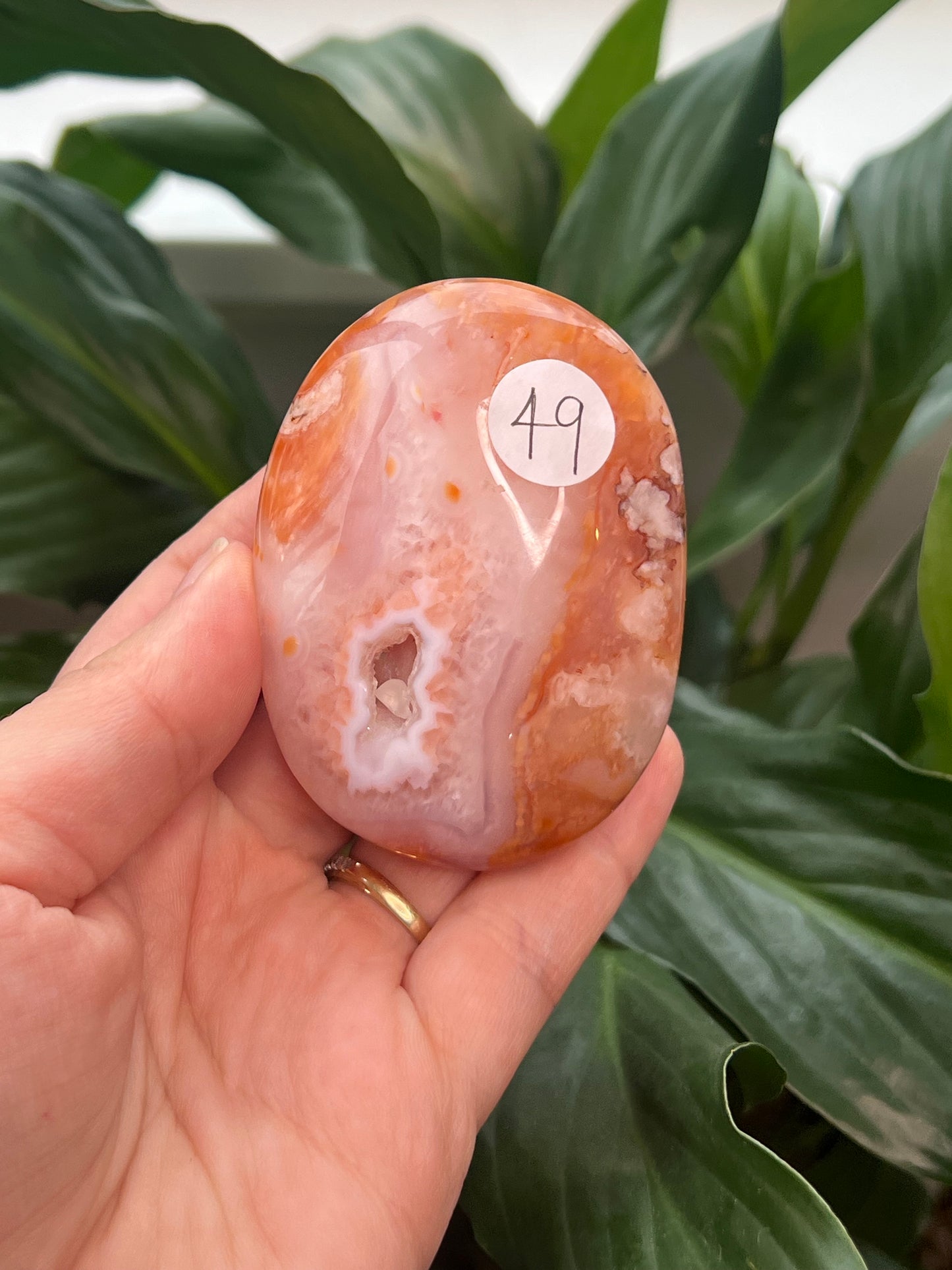 Carnelian Flower Agate Palm Stone