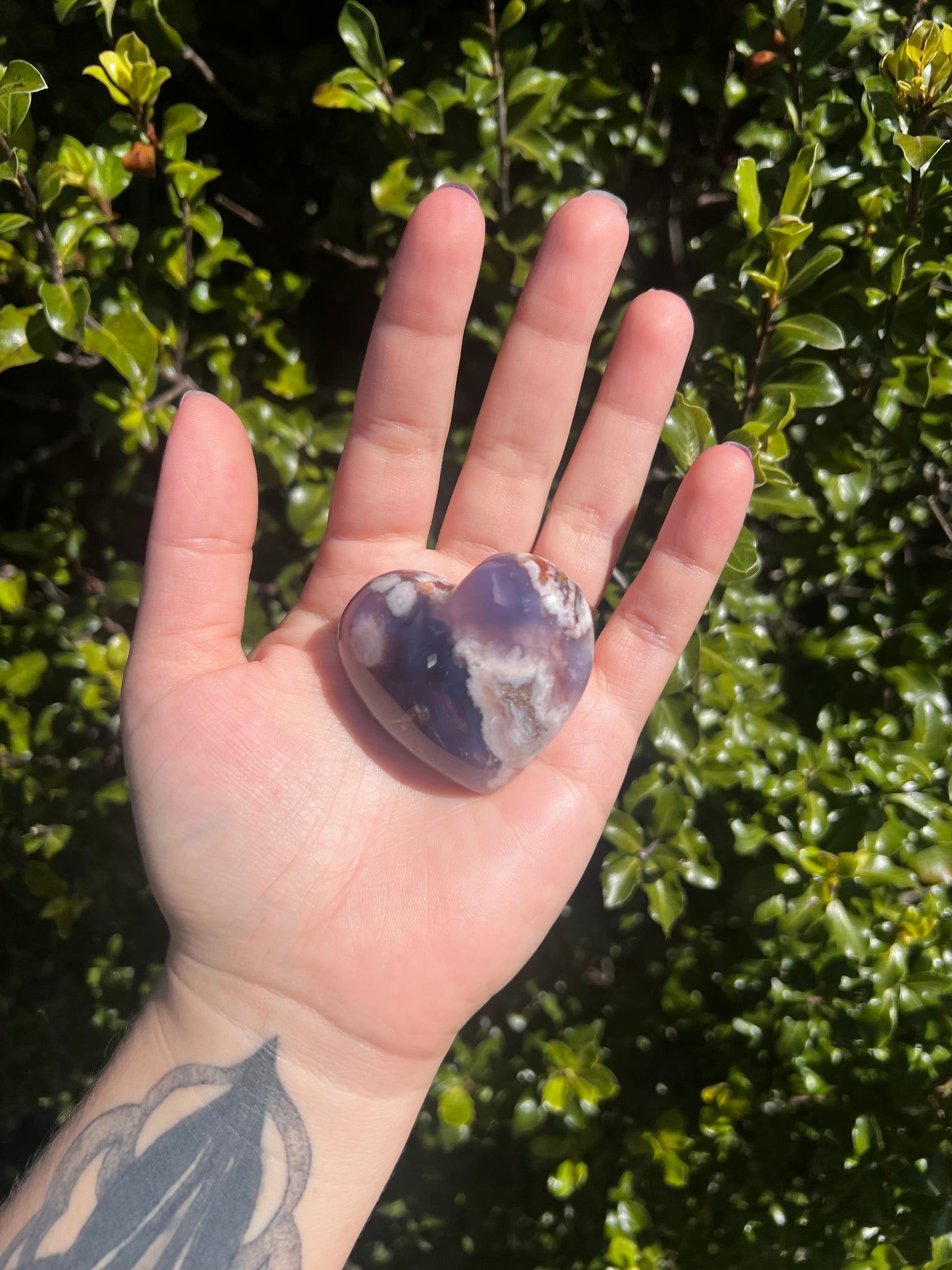 Blue Flower Agate Heart