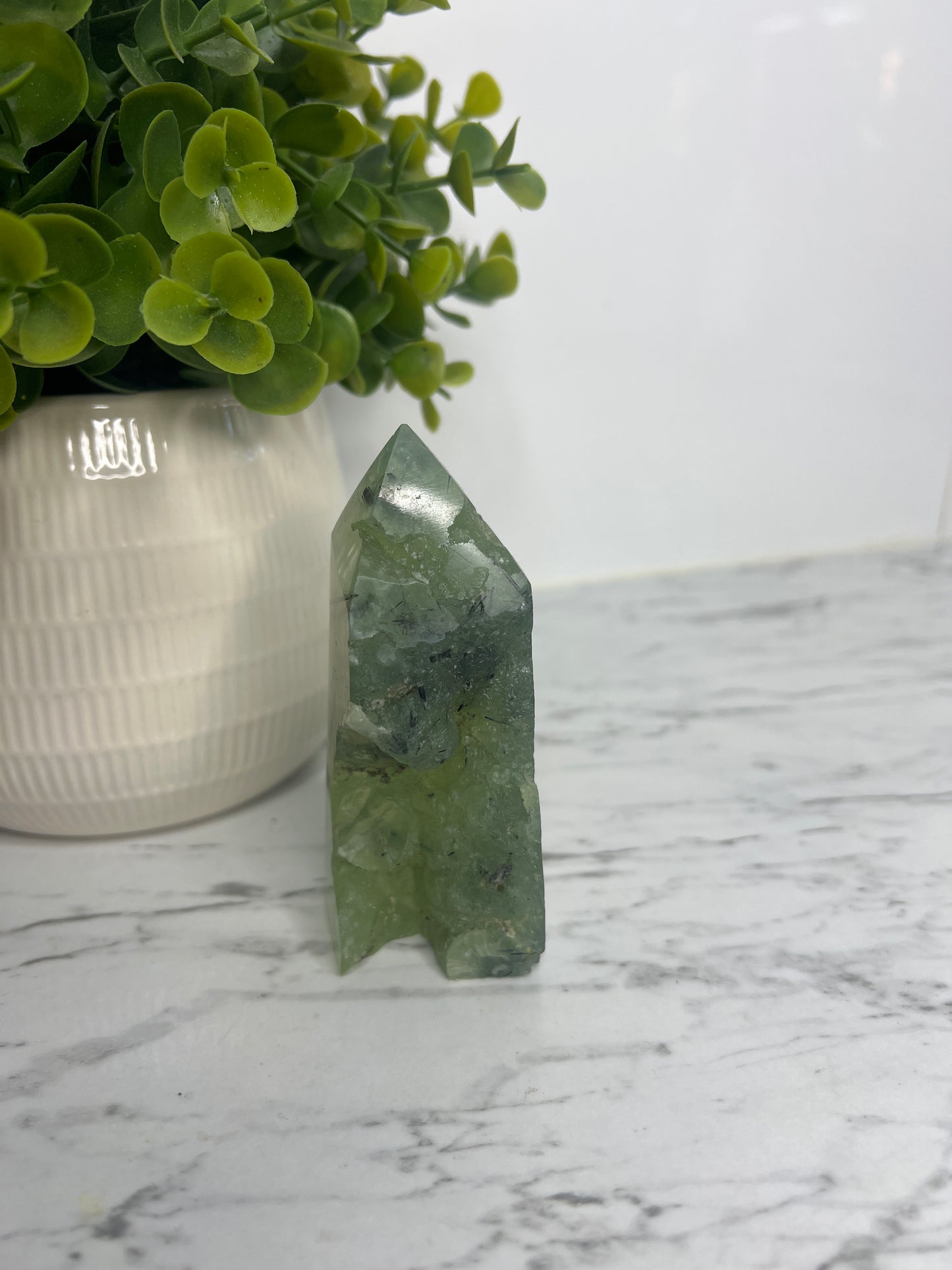 Prehnite + Epidote Inclusions- Half Raw Tower