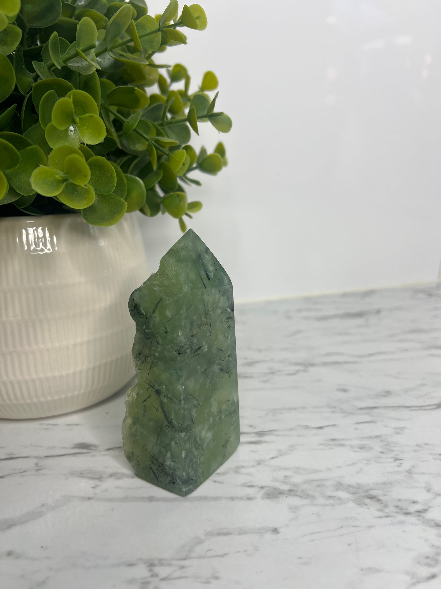 Prehnite + Epidote Inclusions- Half Raw Tower