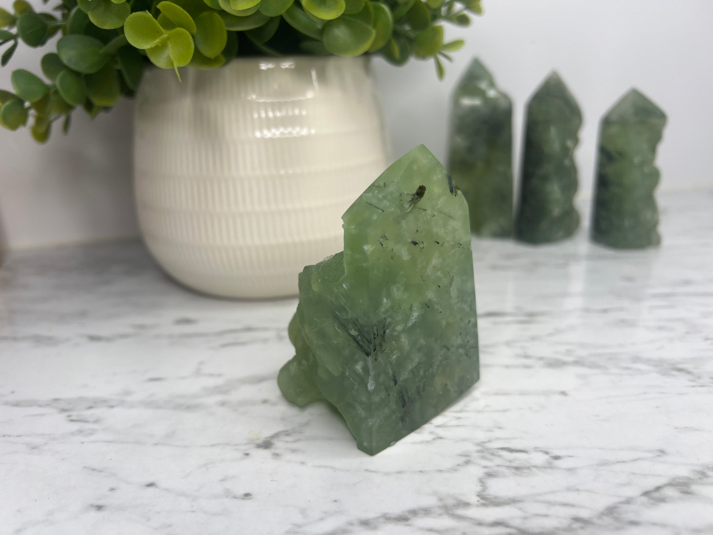 Prehnite + Epidote Inclusions- Half Raw Tower