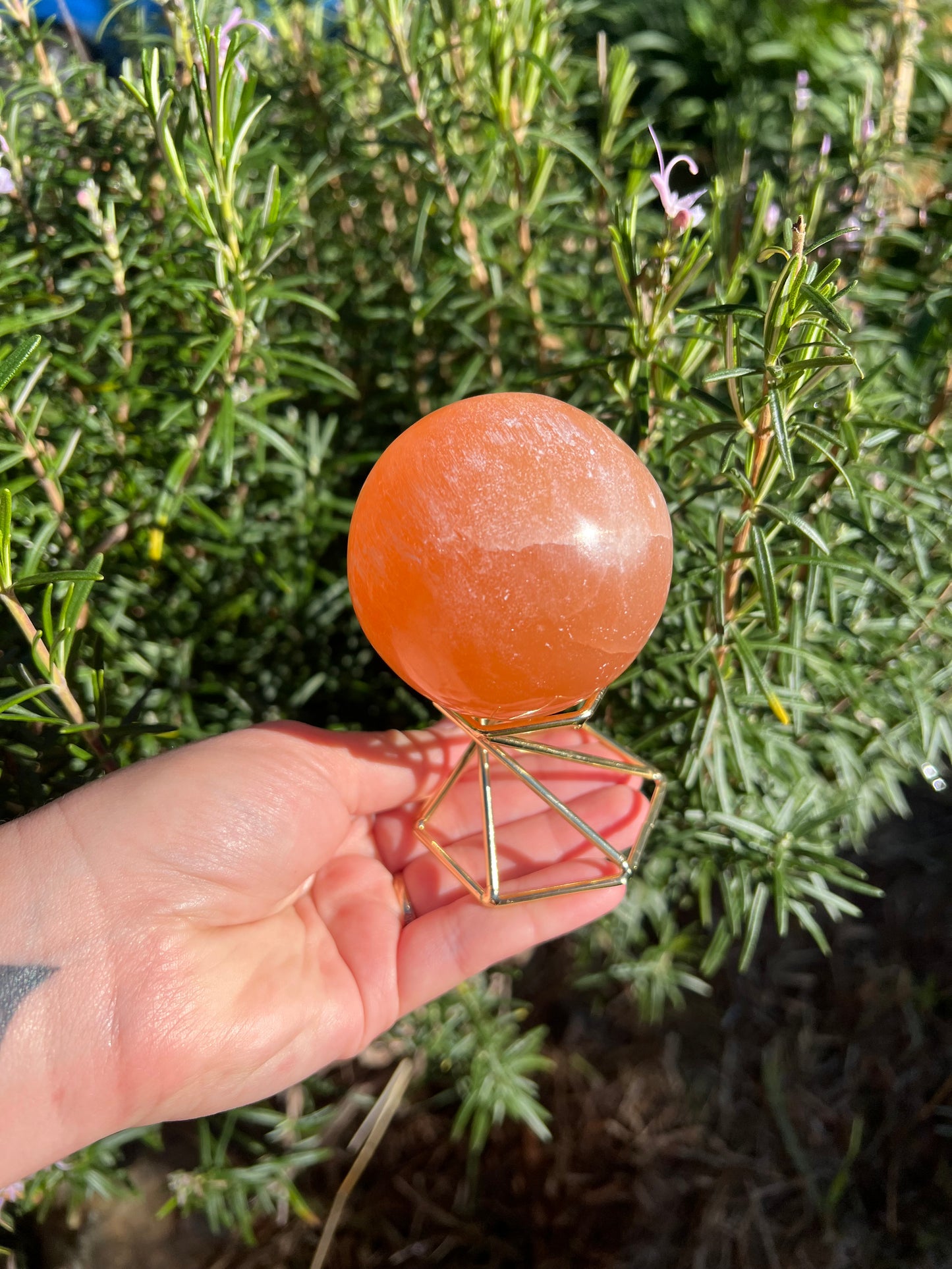 Peach Selenite (Satin Spar) Sphere