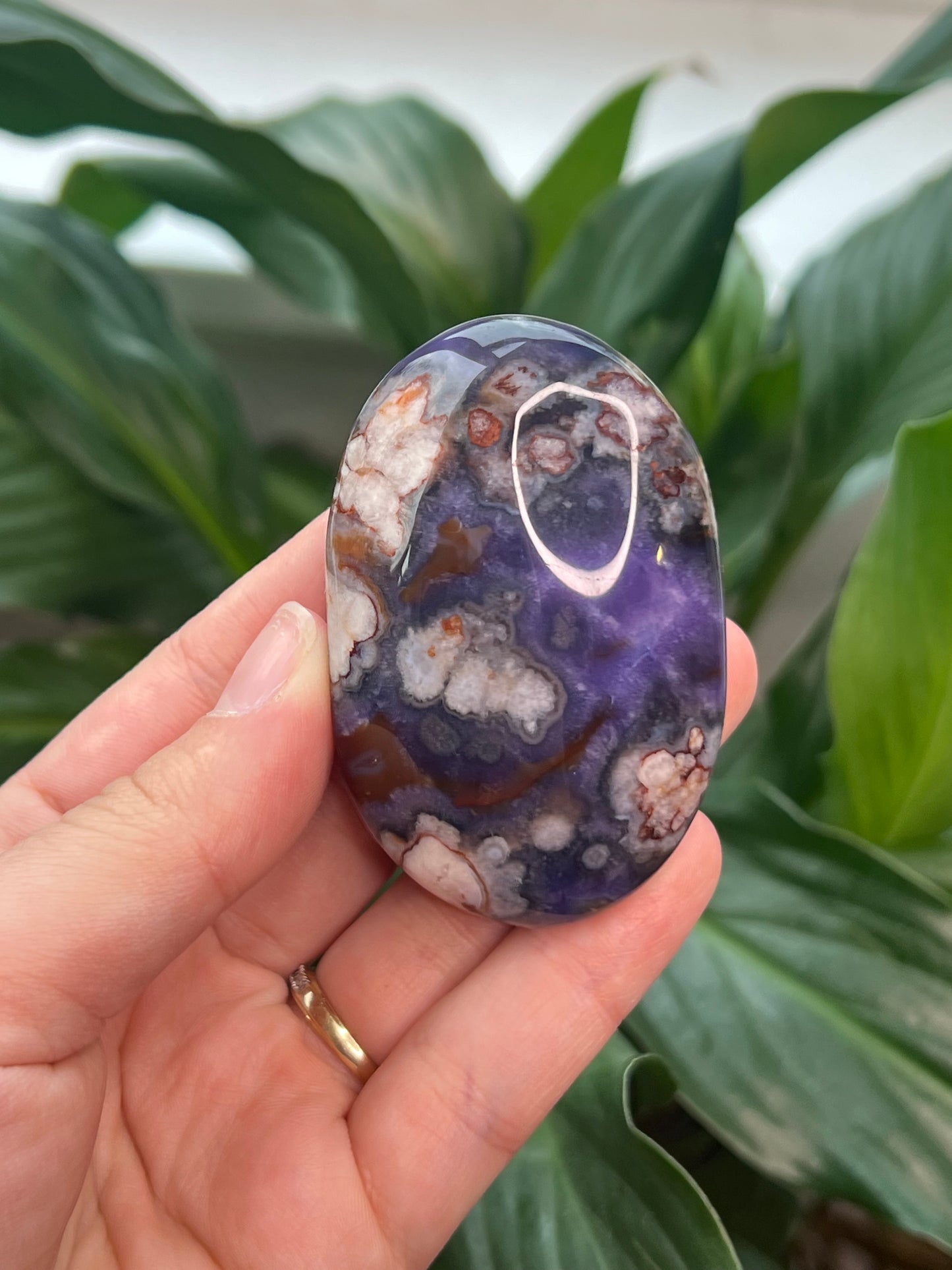 Blue Flower Agate Palmstone