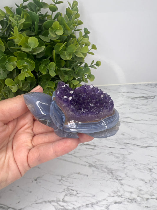 Amethyst & Agate Turtle Carving