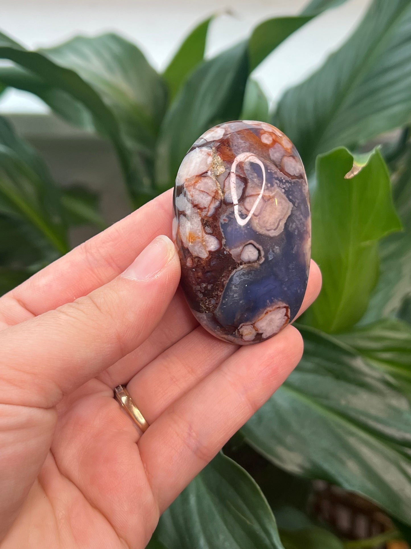 Blue Flower Agate Palmstone