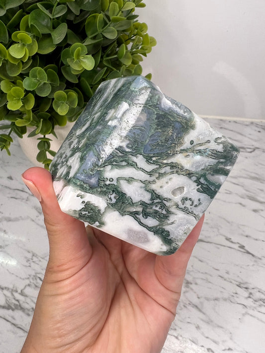 Moss Agate Cube