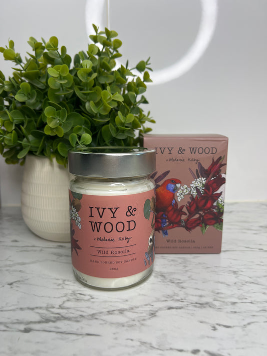 Ivy & Wood Soy Candle- Wild Rosella 250g