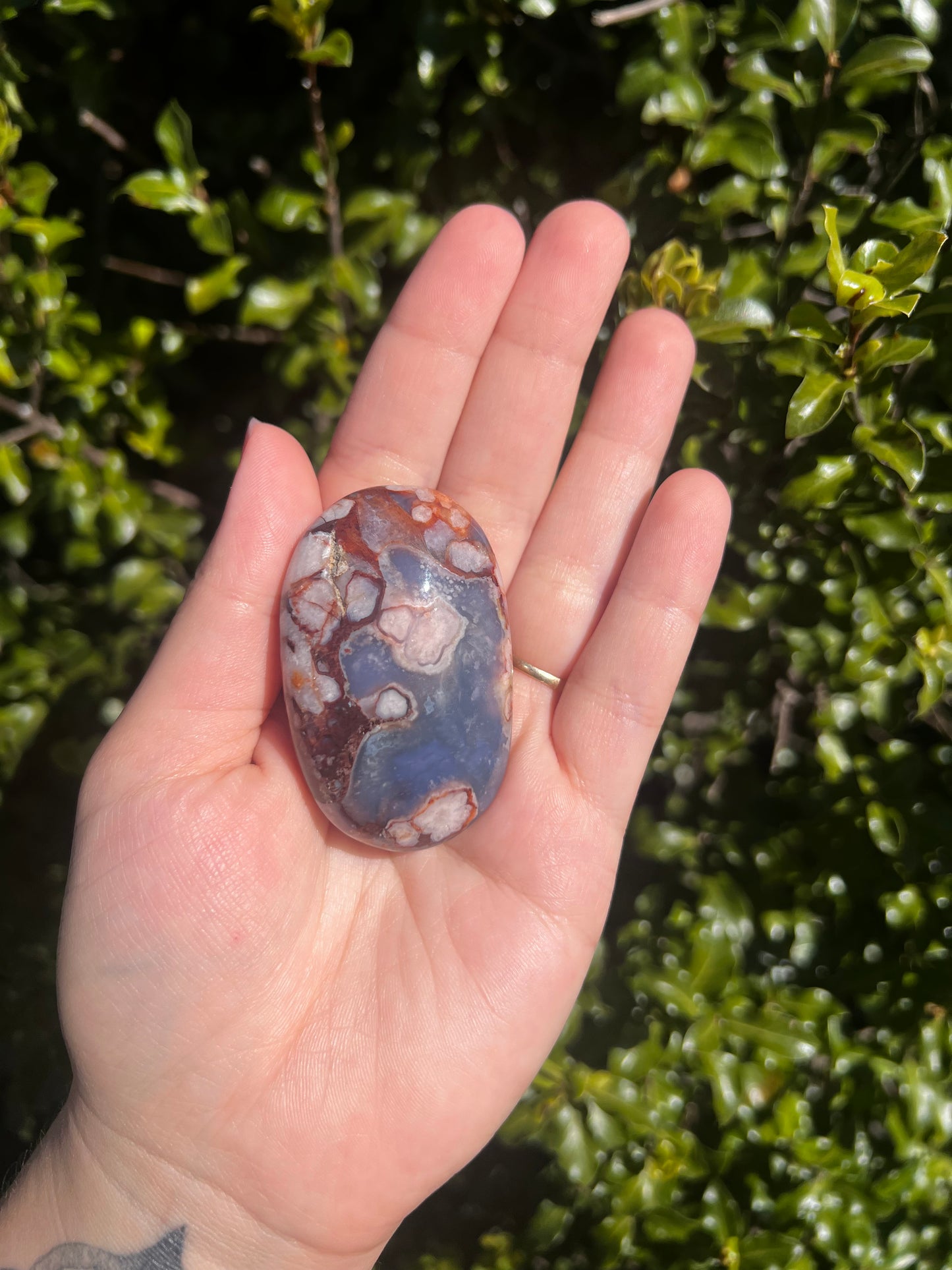 Blue Flower Agate Palmstone