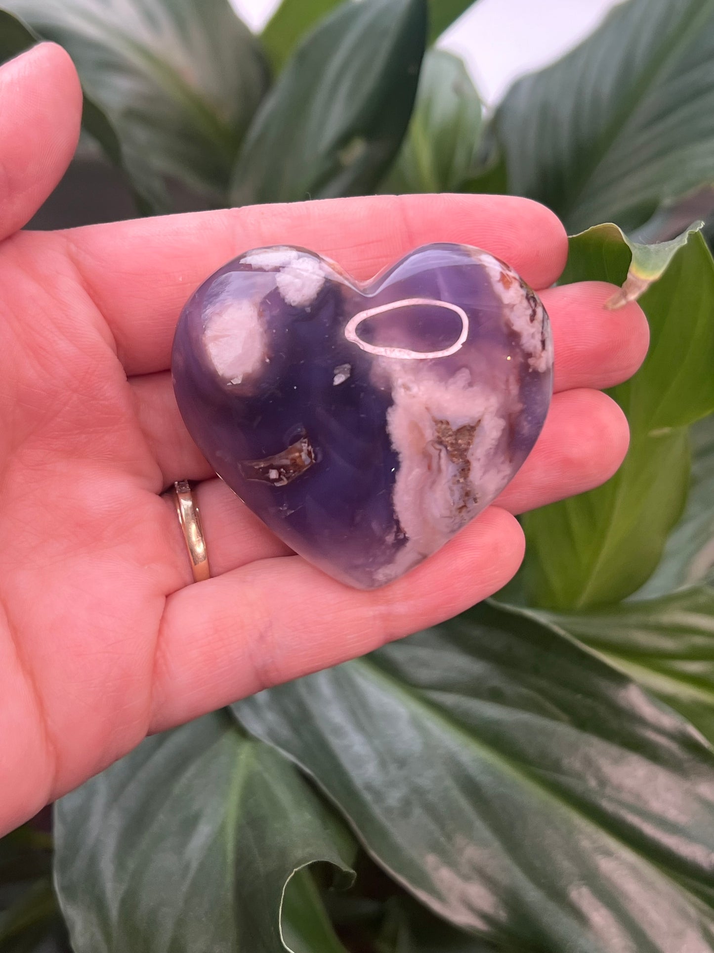Blue Flower Agate Heart