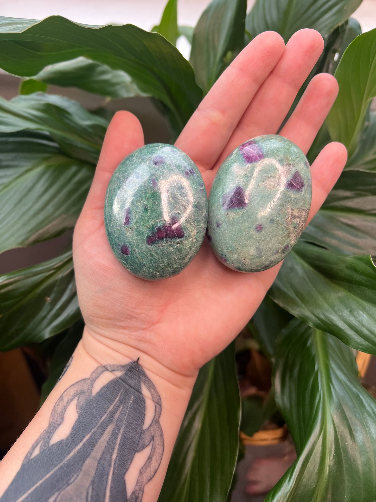 Ruby In Fuchsite Palm Stone