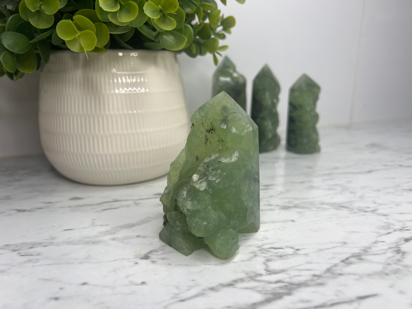 Prehnite + Epidote Inclusions- Half Raw Tower