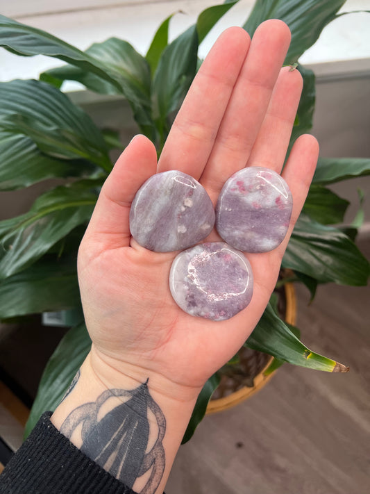 Pink Tourmaline In Quartz Palm Stone