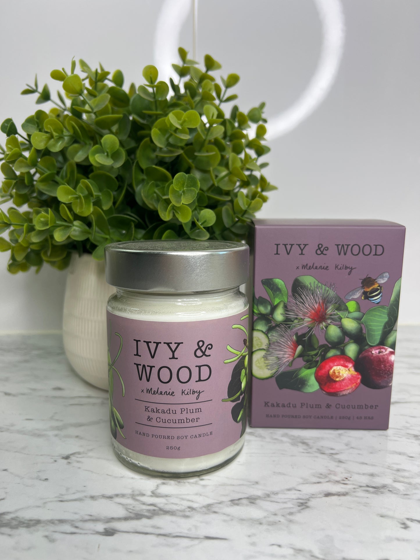 Ivy & Wood Soy Candle- Kakadu Plum & Cucumber 250g
