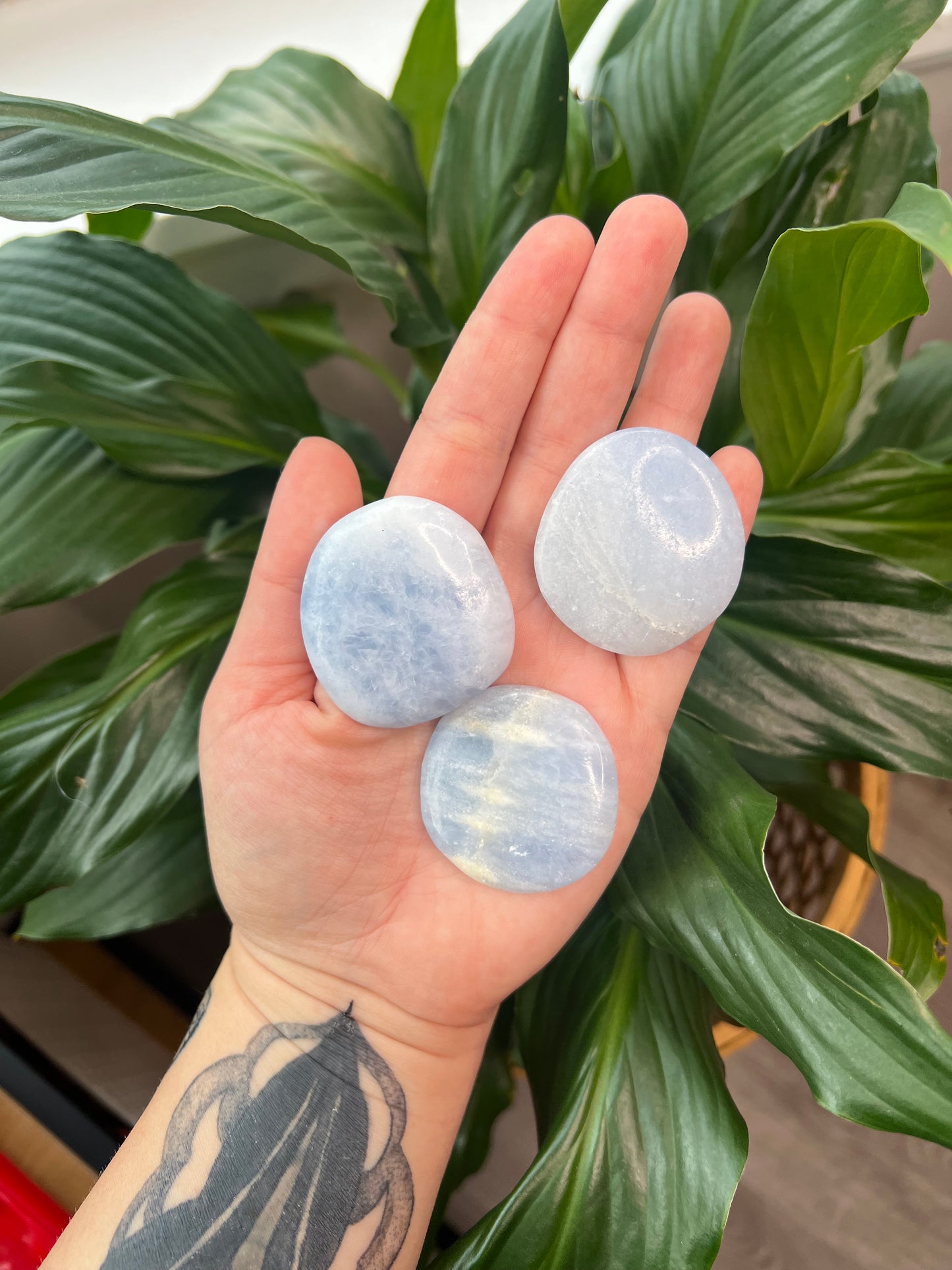 Blue Calcite Palm Stone