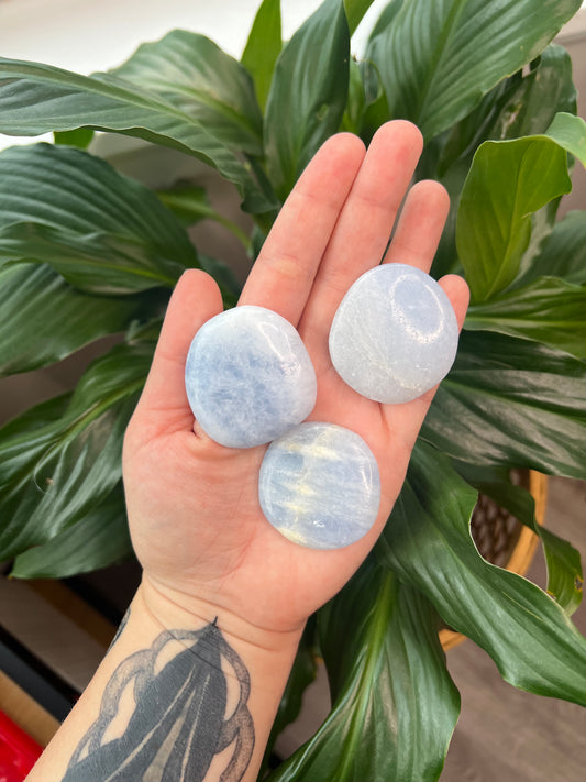 Blue Calcite Palm Stone
