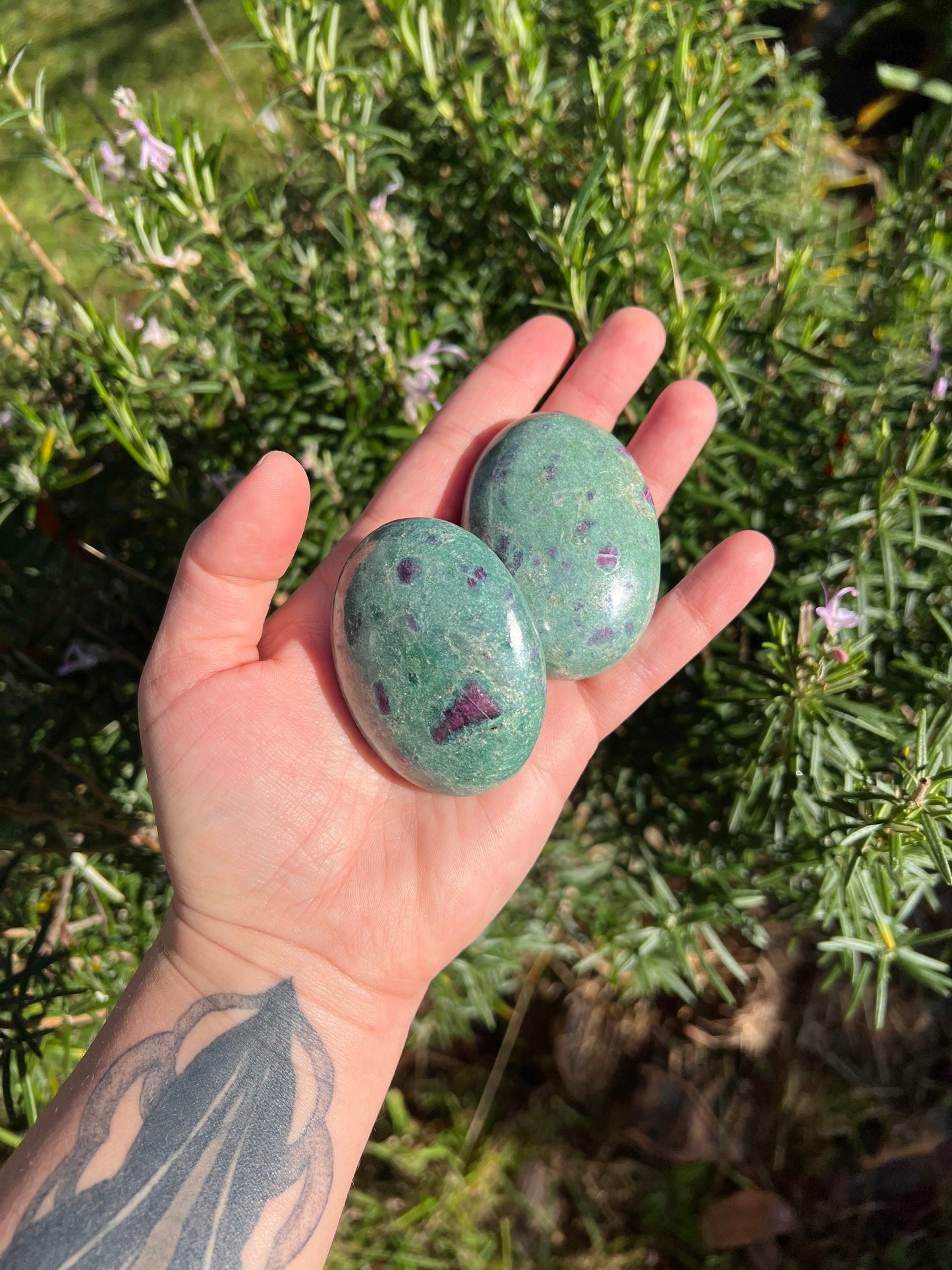 Ruby In Fuchsite Palm Stone