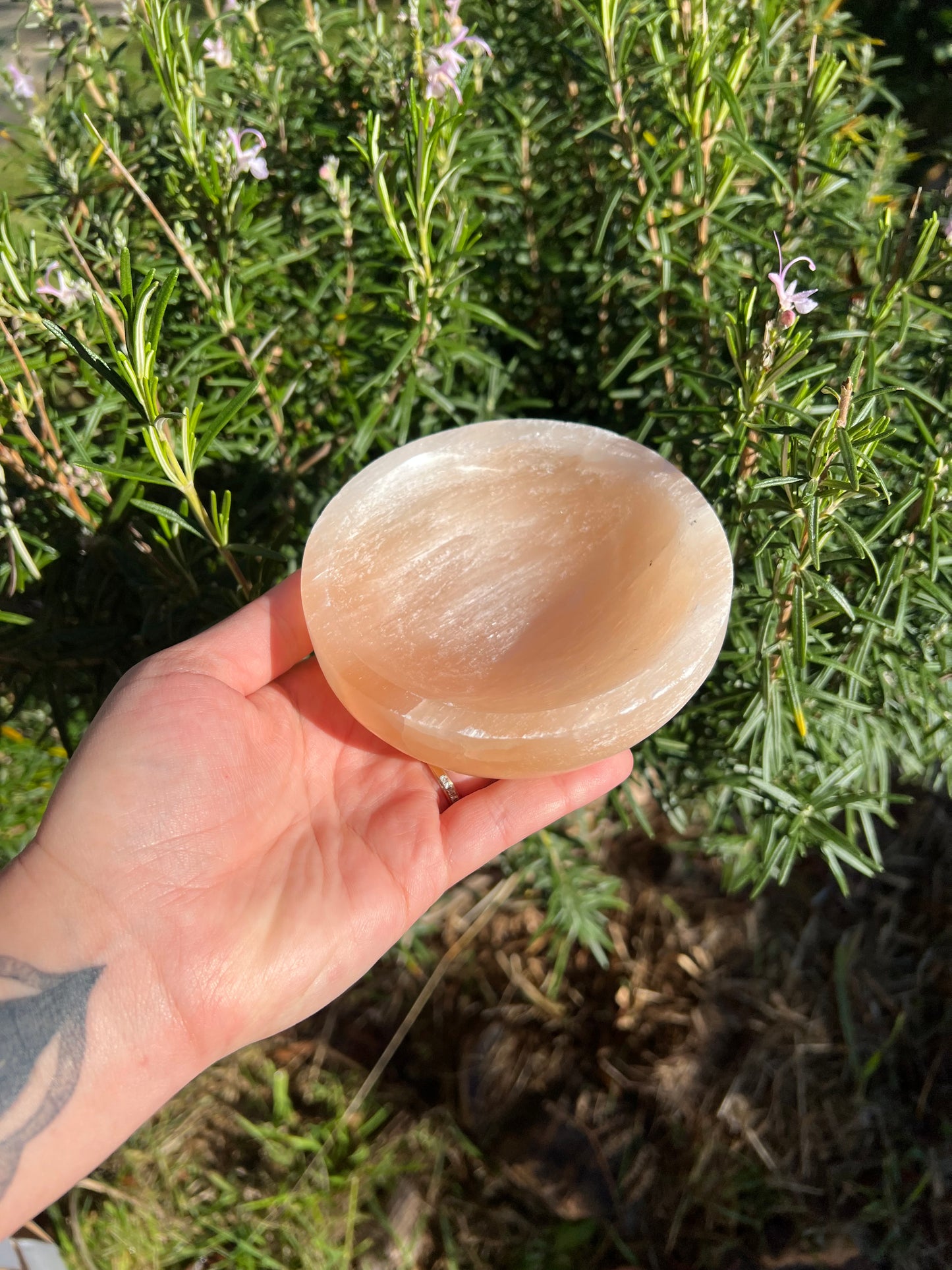 Peach Selenite (Satin Spar) Bowl