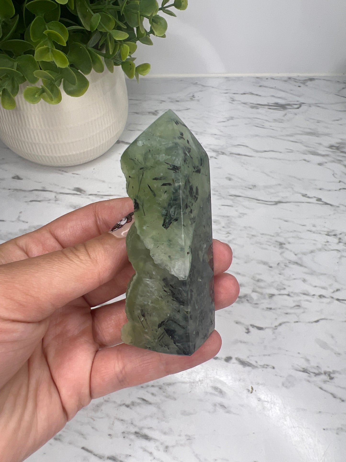 Prehnite + Epidote Inclusions- Half Raw Tower