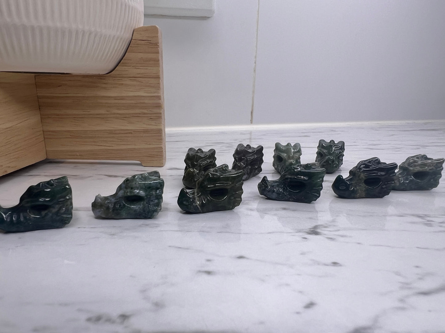 Moss Agate Dragon Carving- Mini