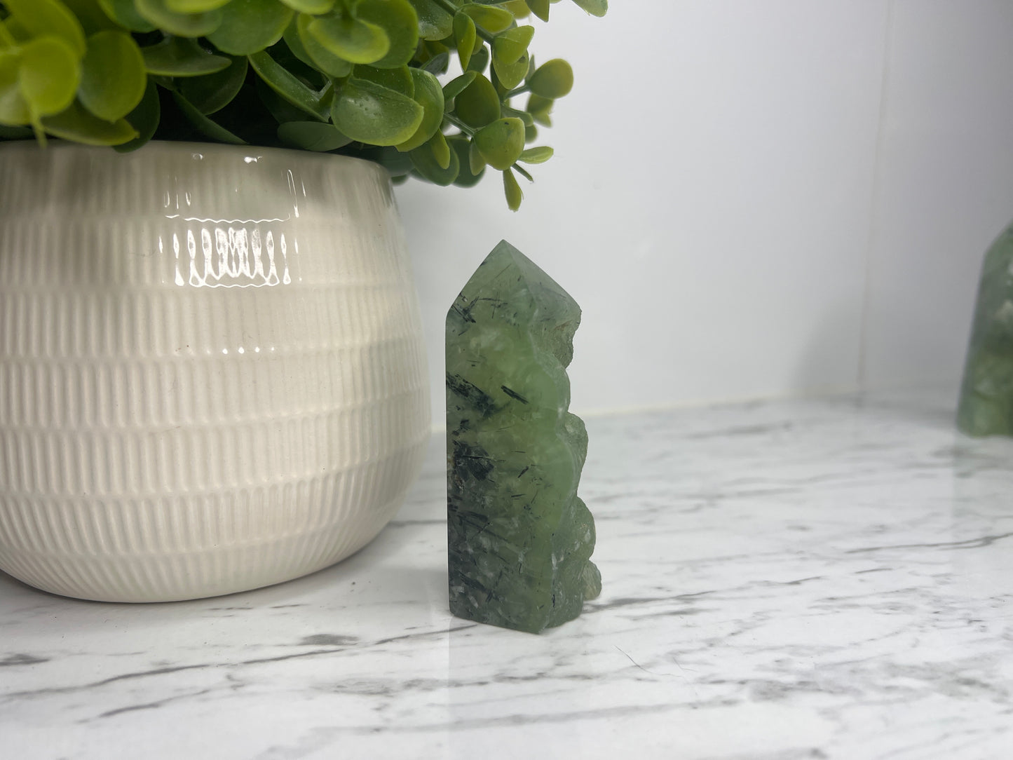 Prehnite + Epidote Inclusions- Half Raw Tower