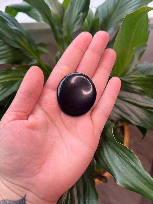 Black Obsidian Palm Stone