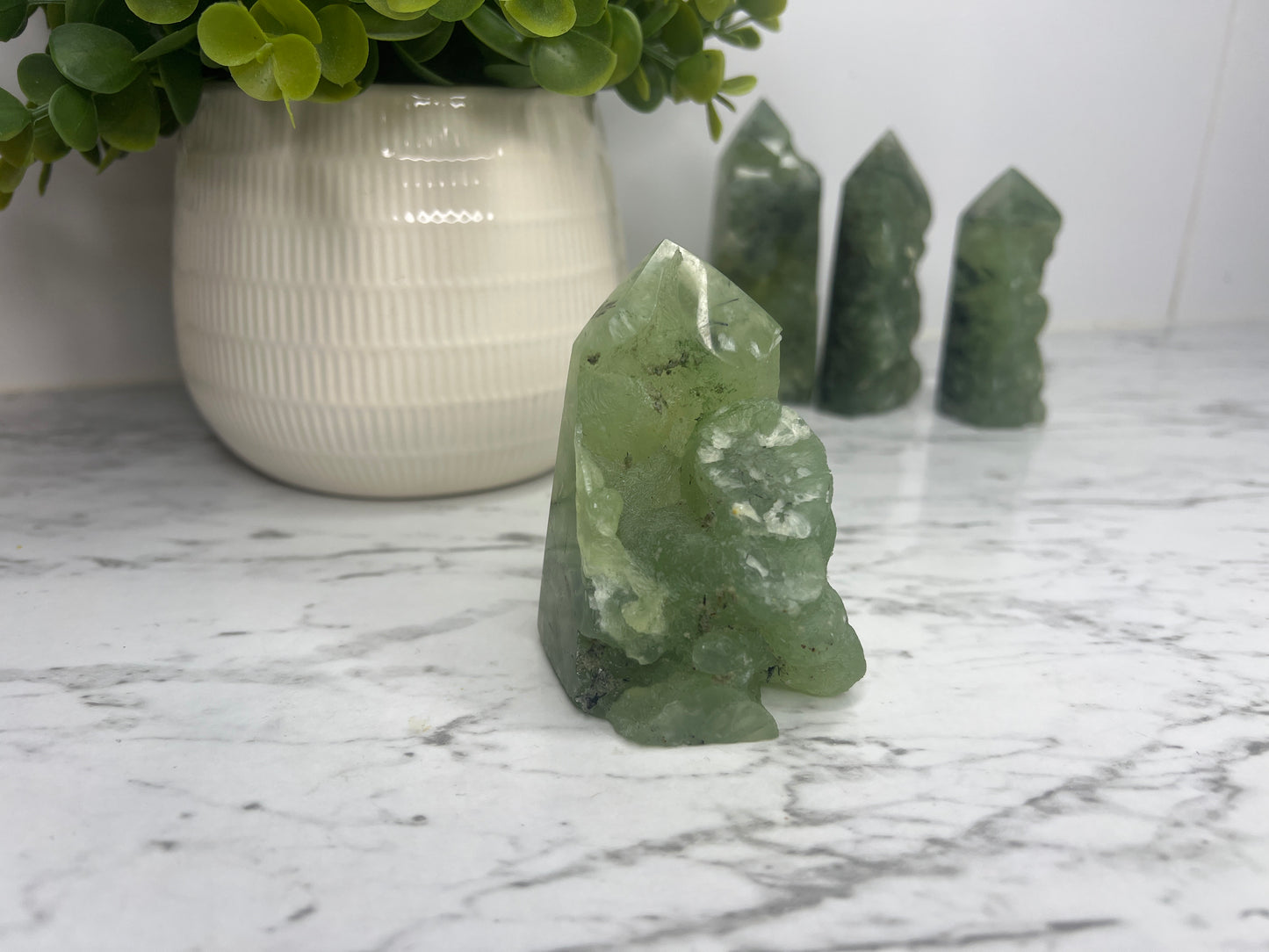 Prehnite + Epidote Inclusions- Half Raw Tower