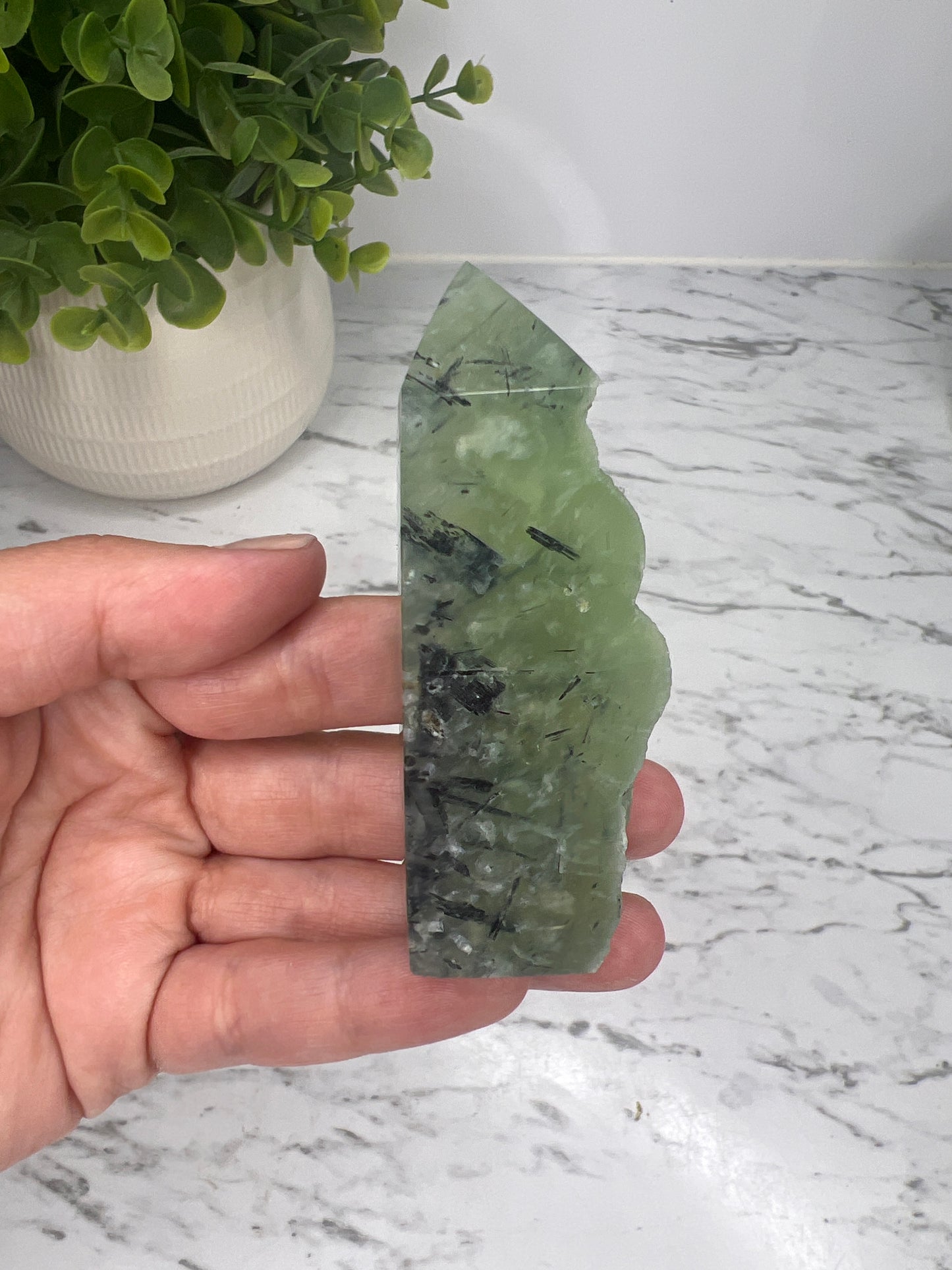 Prehnite + Epidote Inclusions- Half Raw Tower