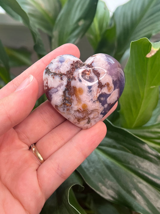 Blue Flower Agate Heart