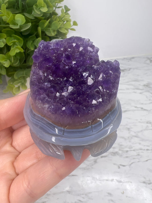 Amethyst & Agate Turtle Carving