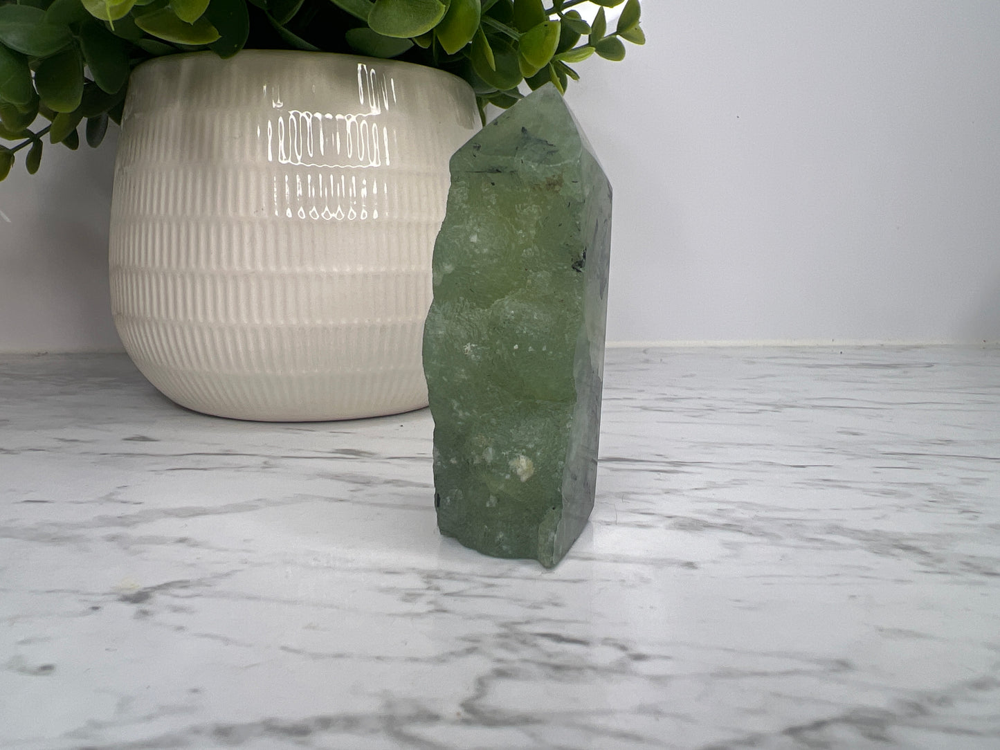 Prehnite + Epidote Inclusions- Half Raw Tower