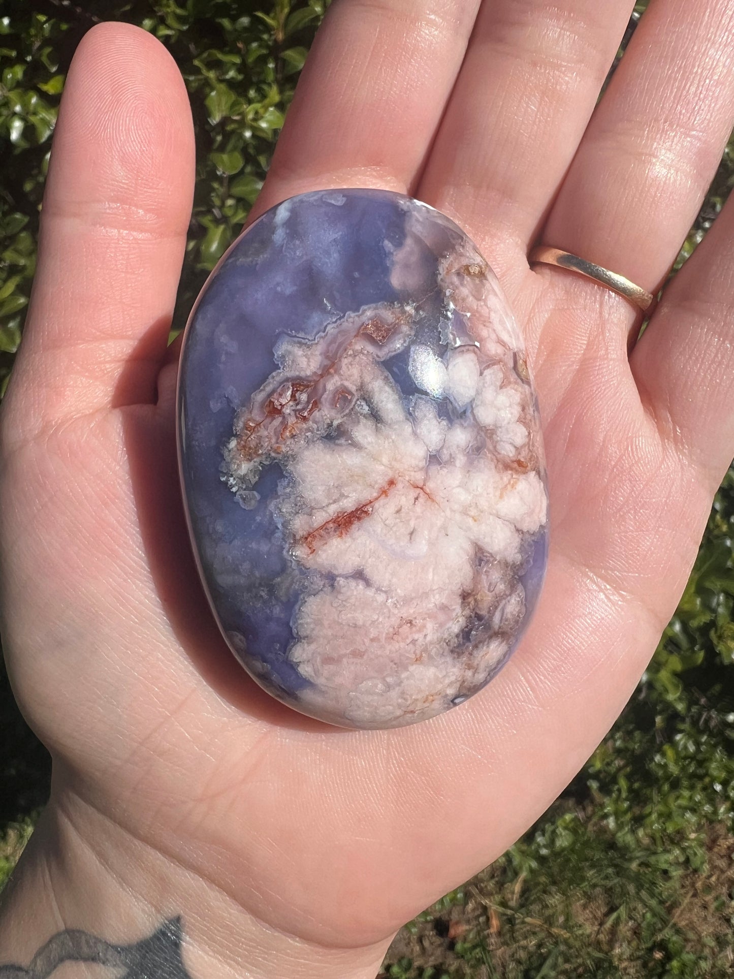 Blue Flower Agate Palmstone