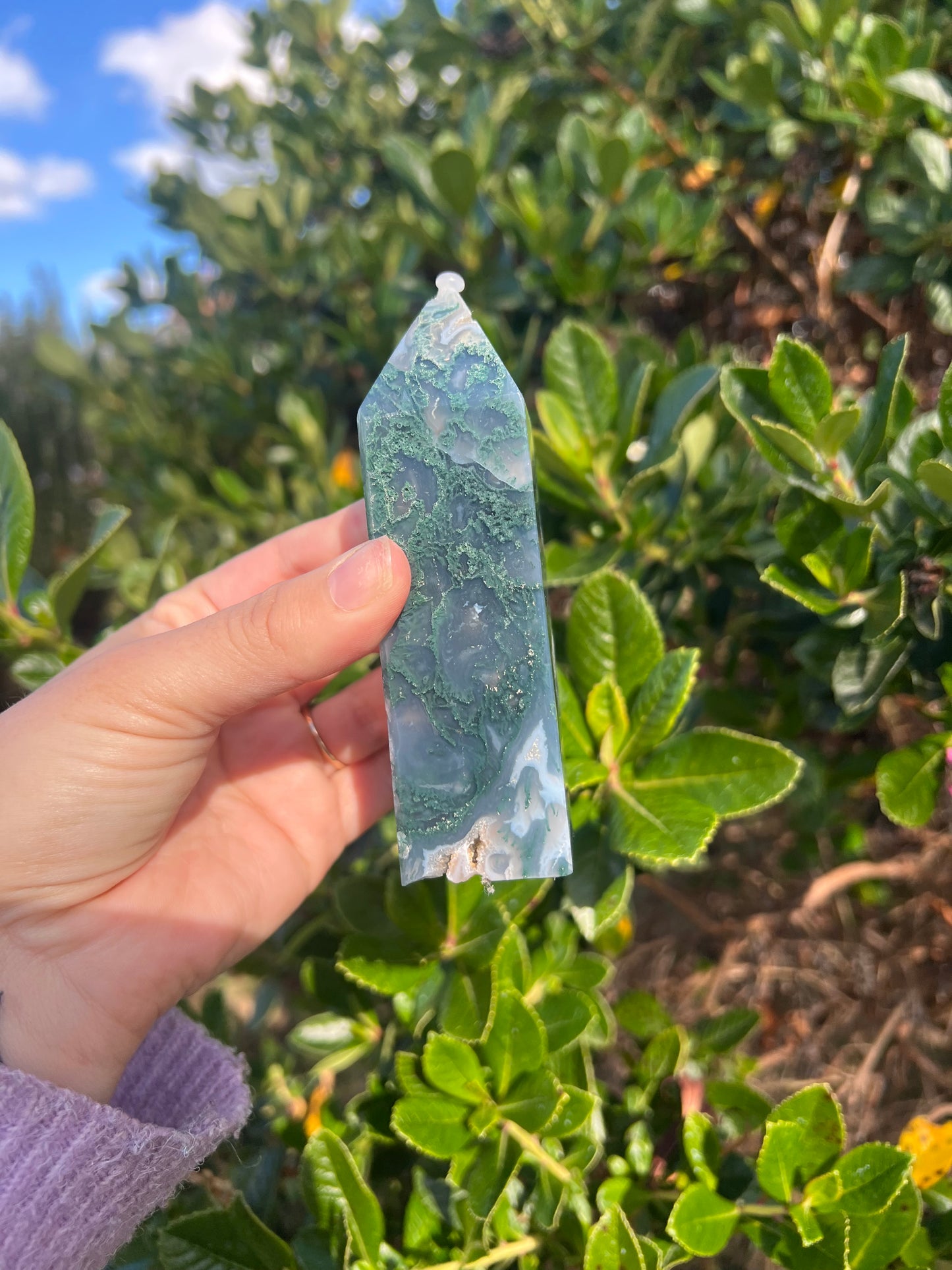 Druzy Moss Agate Tower