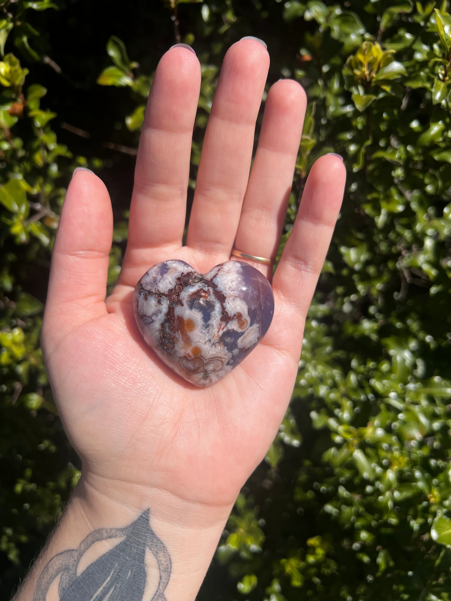 Blue Flower Agate Heart