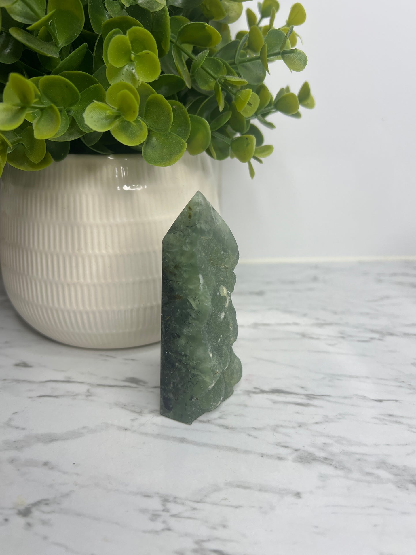 Prehnite + Epidote Inclusions- Half Raw Tower